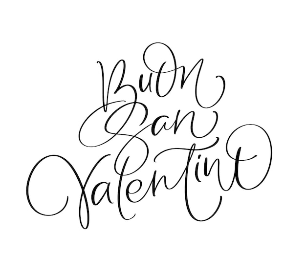 Happy Valentines Day on Italian Buon san Valentino Black vector calligraphy lettering text