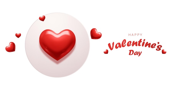 Happy Valentines Day poster or voucher design with beautiful red hearts Vector illustration