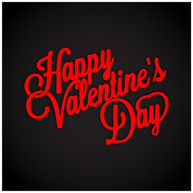 Happy valentines day red colour word art black colour background