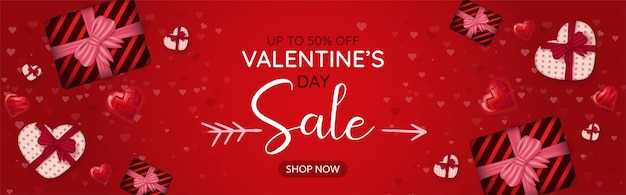 Happy valentines day sale promotionpinkhearts and gift