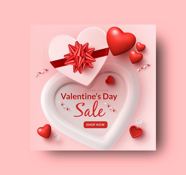 happy valentines day social media post or instagram banner design template