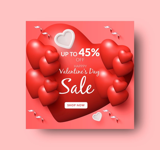 happy valentines day social media post or instagram banner design template