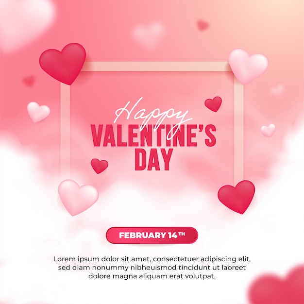 Happy Valentines Day social media post template with Beautiful ornament of love