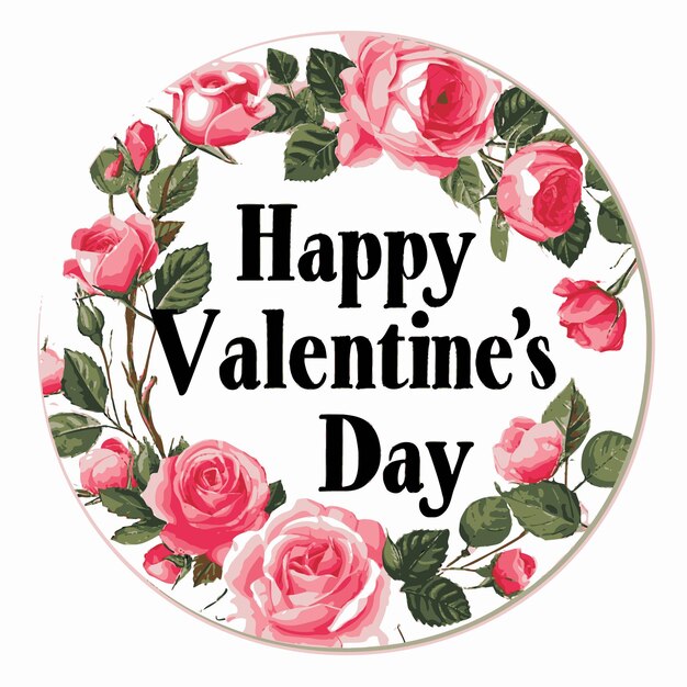 Vector happy valentines day sticker clipart rose pink floral love gift amour