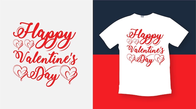 Happy valentines day typography lettering  romantic lettering of love promotion tshirt design