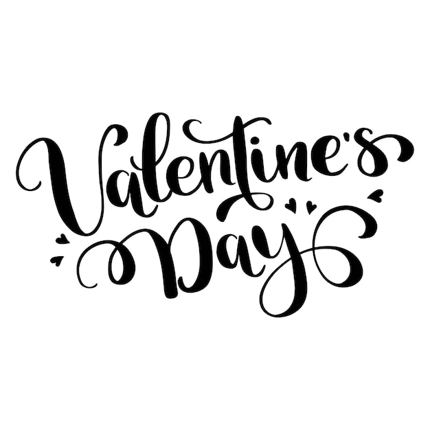 Happy Valentines Day typography with hand drawn calligraphy lettering