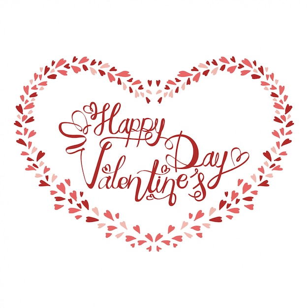 Happy Valentines Day Typography with Heart Shape Design Vector