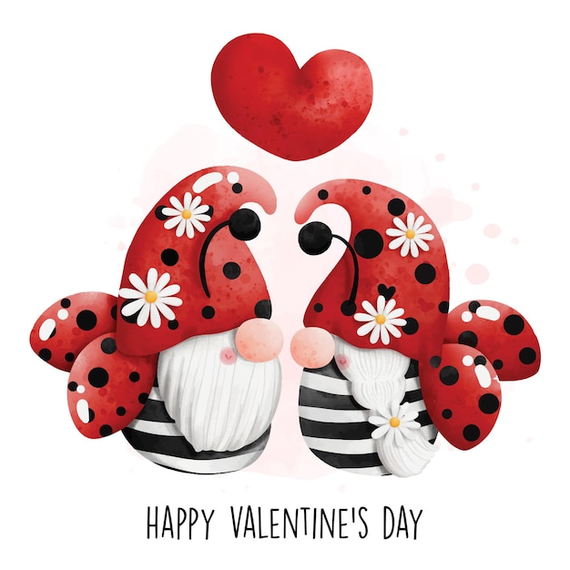 Happy Valentines day with ladybug gnomes