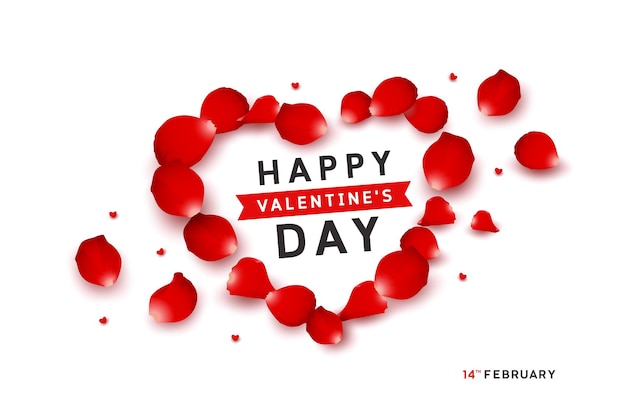 Happy Valentines red petals design isolated on white background vector illustration