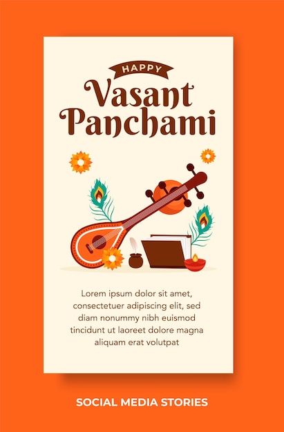 Happy vasant panchami celebration social media stories design template