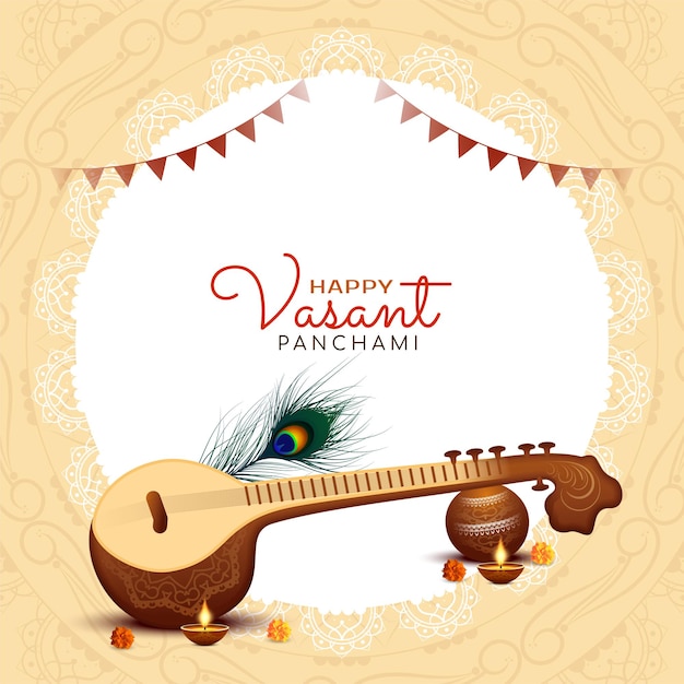 Happy Vasant Panchami festival of wisdom and art celebration background vector