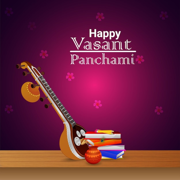 Happy vasant panchami greeting card