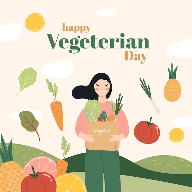 Happy vegetarian day illustration