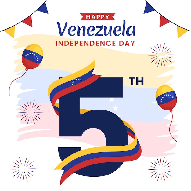 Happy Venezuela Independence Day Social Media Background Illustration Cartoon Hand Drawn Templates