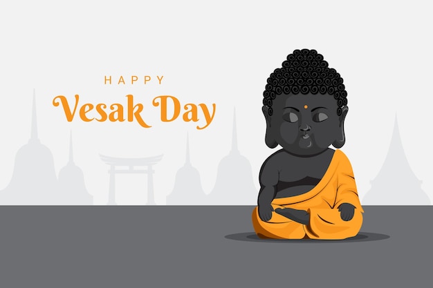 Happy Vesak Day Baby monk meditation pose