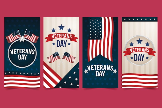 Happy veterans day banners collection illustration vector