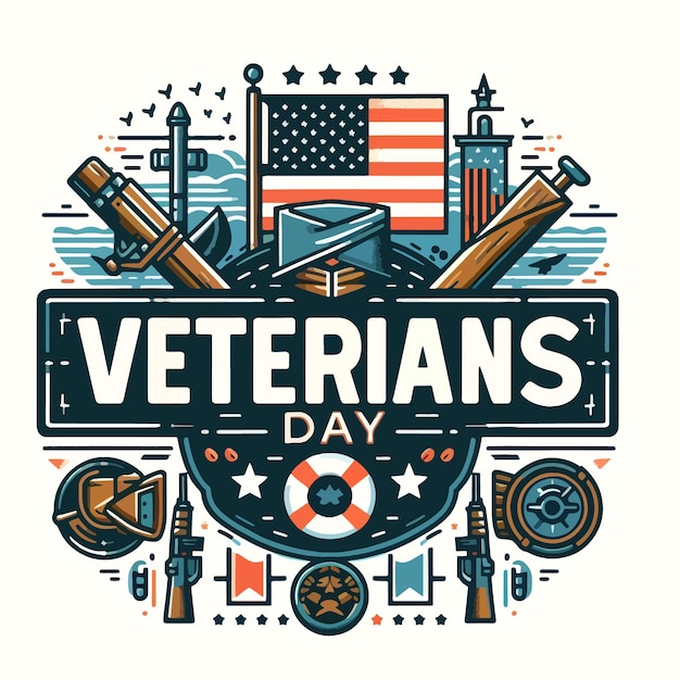 Happy Veterans Day concepts flat vector illustration background