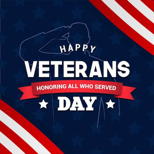 Happy Veterans Day Honoring all who served Greeting Card Vector illustration