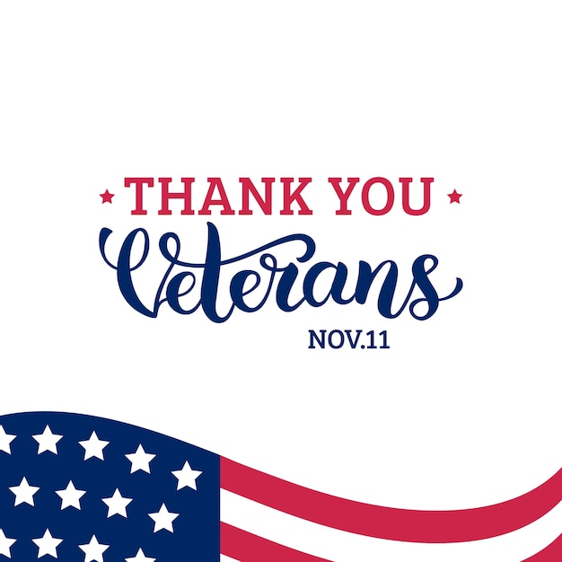 Happy Veterans Day lettering with USA flag