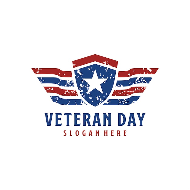 happy veterans day logo for american veteran vector illustration