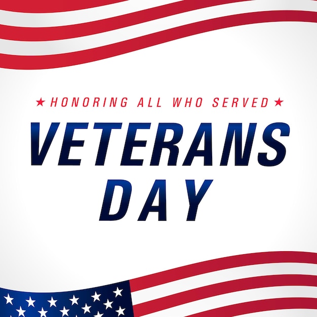 Happy Veterans Day USA creative square banner. Isolated abstract graphic design template.