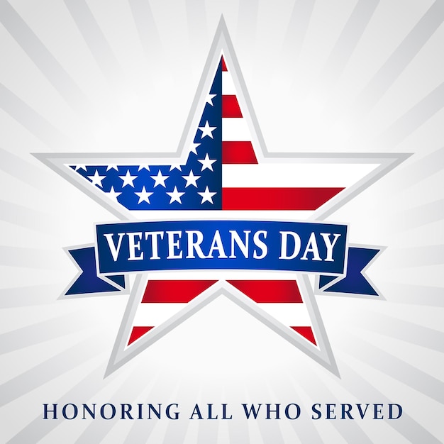 Happy Veterans Day USA star icon. Isolated graphic design, creative template. Expressive background.