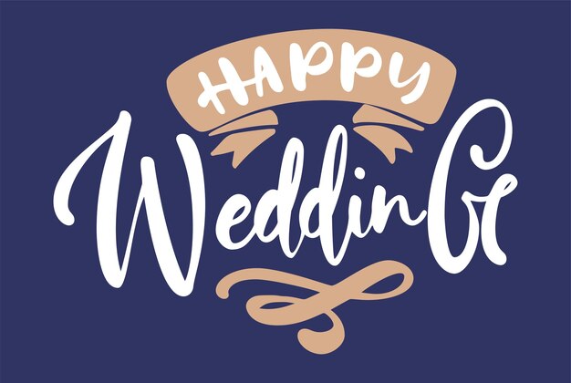 Happy wedding typography vector illustration