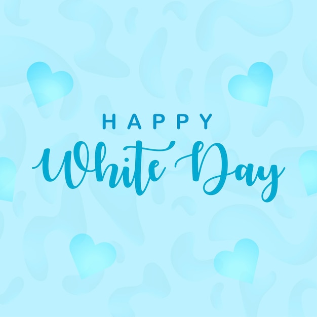 Happy White Day Greetings Blue Hearts Background Social Media Design Banner