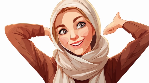 Happy Woman in Scarf Cartoon Stock Illustration