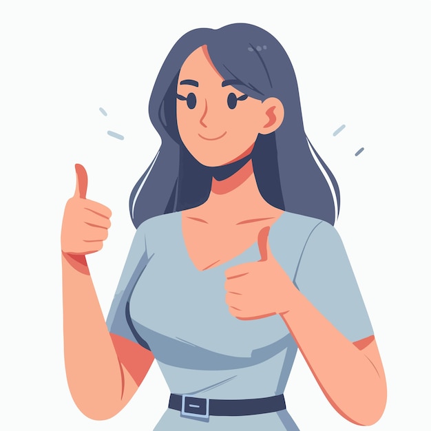 Vector happy woman vector giving thumbs up