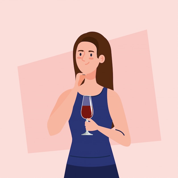 Happy woman with cup wine, healthy lifestyle, celebrating holiday party