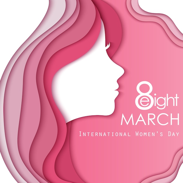 Happy Women's Day Greeting Card with silhouette of Female Face