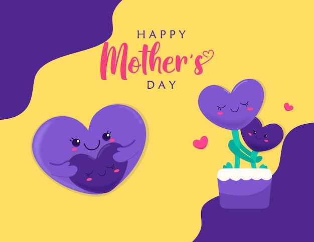 Happy women's day hearts greeting illustrations Vector