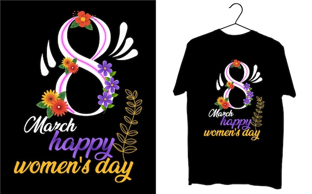 happy women's day typography graphics t shirt design