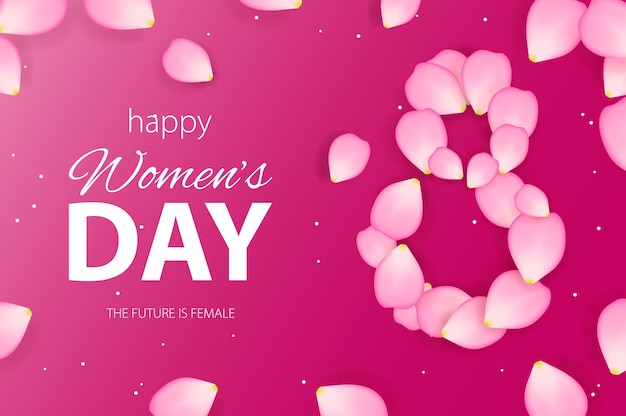 Happy Womens day background with pink petals vector illustration