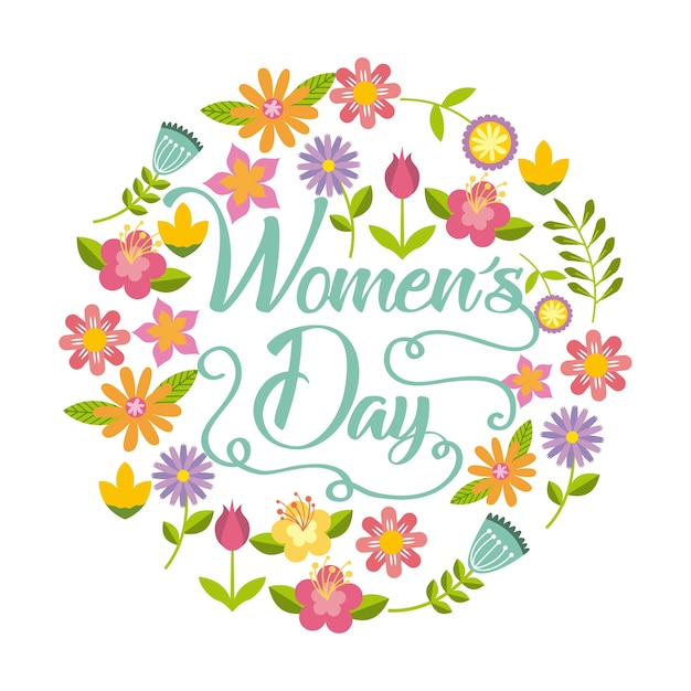 happy womens day card with beautiful flowers 