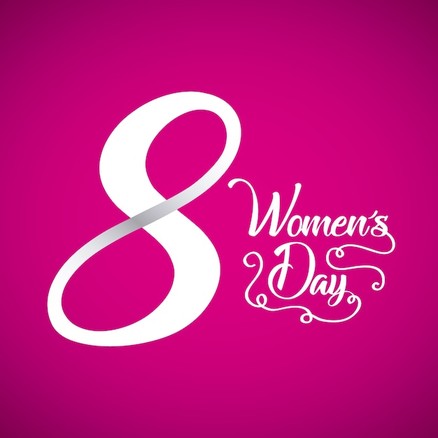 happy womens day card with eight number icon