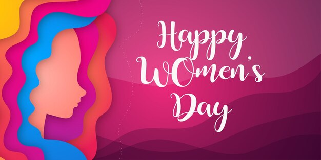 Happy Womens Day Greetings Purple Blue Yellow Colourful Background Social Media Design Banner