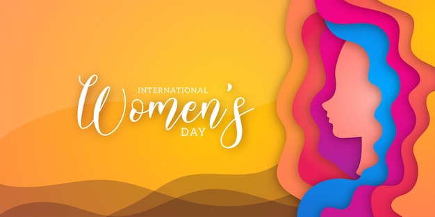 Happy Womens Day Greetings Yellow Blue Purple Colourful Background Social Media Design Banner