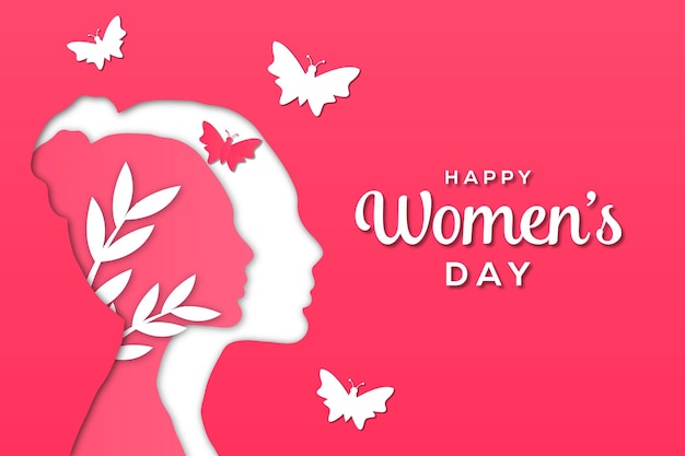 Happy womens day paper cut style background