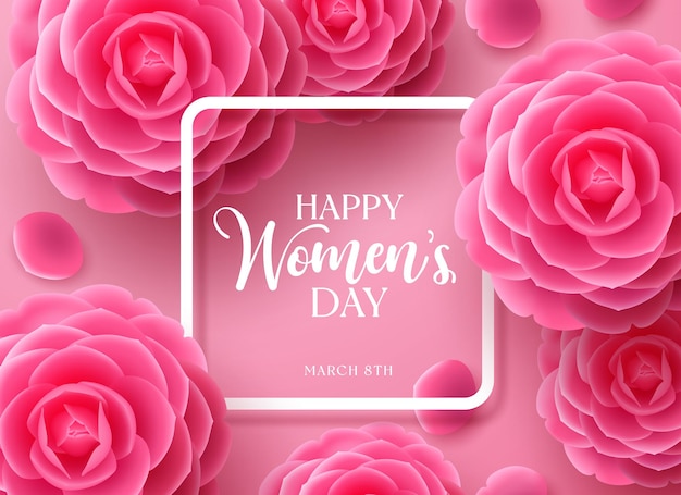 Happy womens day vector template design March 8 womens day greeting in empty space for text