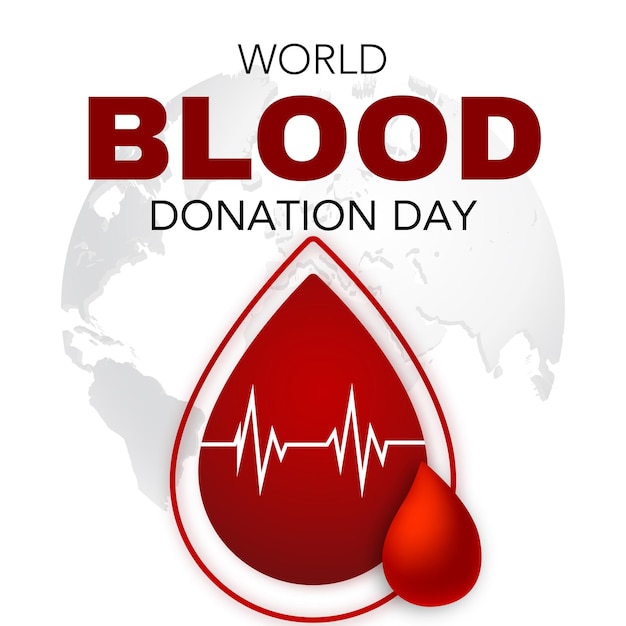 Happy World Blood Donor Day Red White Black Background Social Media Design Banner Free Vector