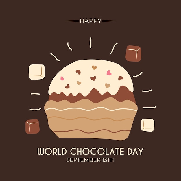 Happy World Chocolate Day September 13th illustration on isolated background