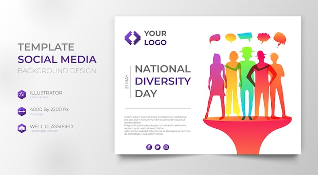 Happy world cultural diversity day social media independence day template or colorful banner vector