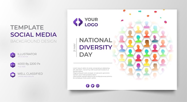 Happy world cultural diversity day social media independence day template or colorful banner vector