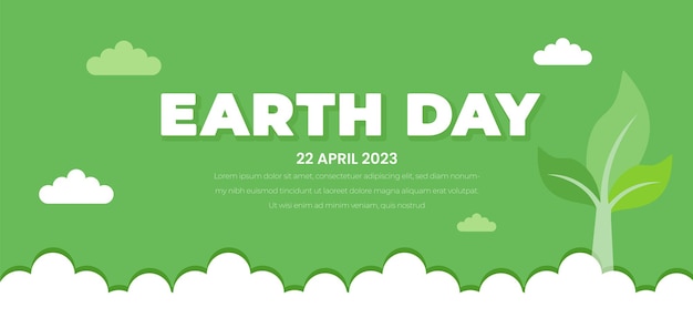 Vector happy world earth day background or banner design template with green color