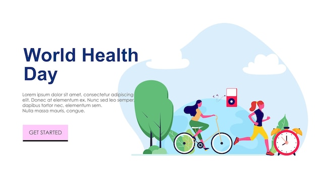 Happy world health day flat design illustration