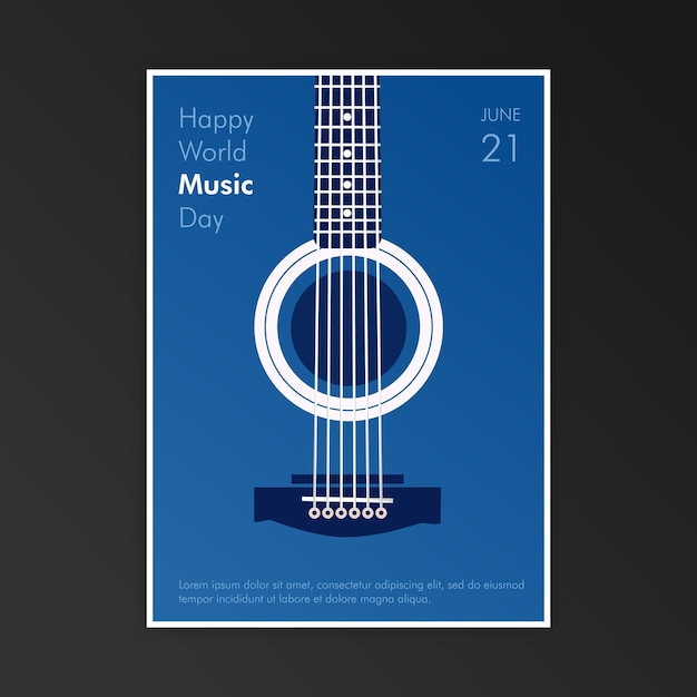 Happy World Music Day Guitar Vector