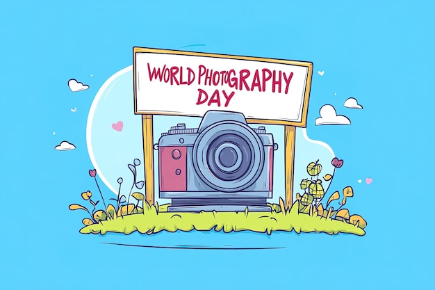 Vector happy world photography day camera vector design