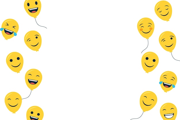 Happy world smile day Background with balloon emojis composition